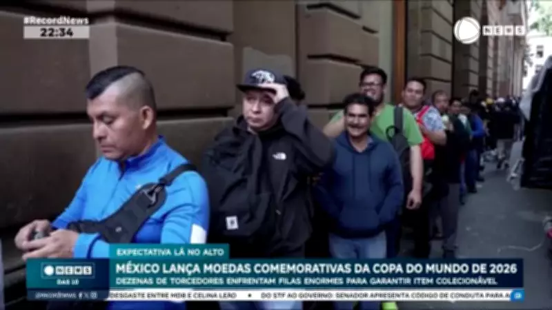 Torcedores fazem fila para garantir moeda da Copa do Mundo no México
