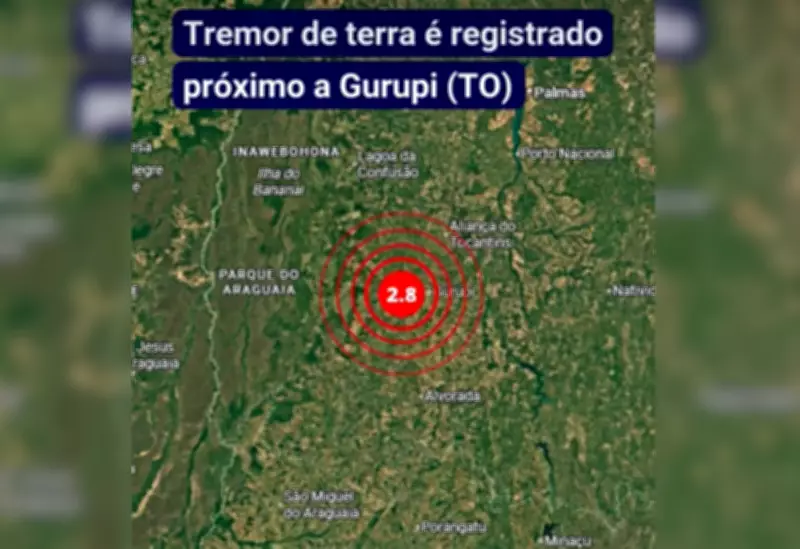 Tremor de terra de magnitude 2,8 atinge região de Gurupi no Tocantins