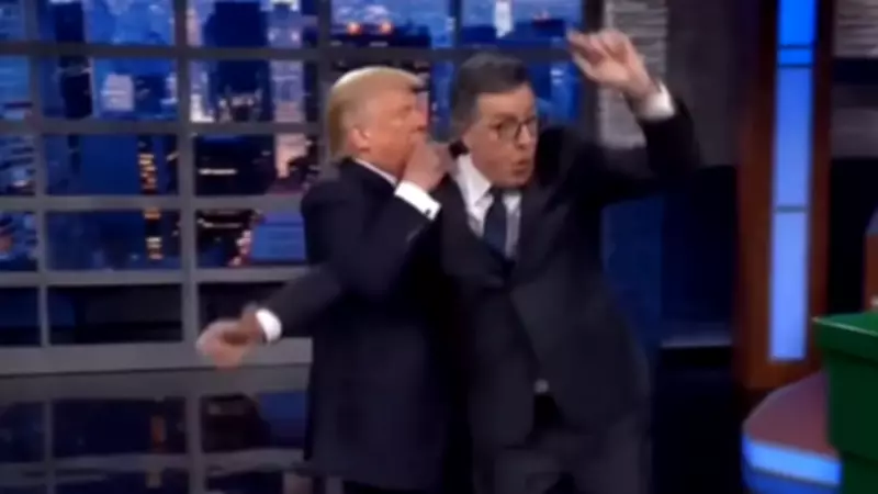 Trump publica vídeo com IA jogando Colbert no lixo após fim de programa