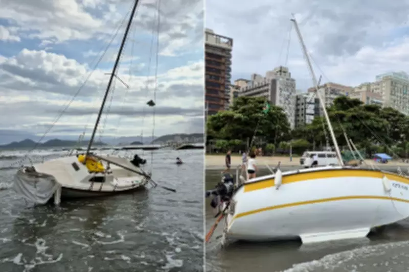 Veleiro vira com idosos e mulher durante ventania em Santos; resgate sem feridos