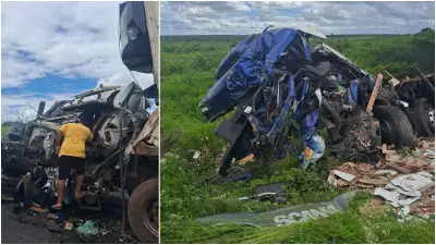 Acidente entre carreta e caminhão bloqueia parcialmente CE-138 no Ceará