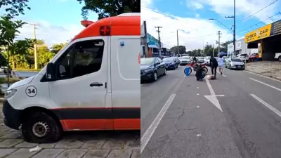 Ambulância do Samu fica parada com pneu furado em São Luís
