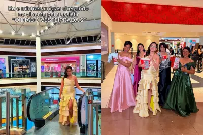 Amigas viralizam ao ir ao cinema vestidas de festa para 'O Diabo Veste Prada 2'