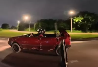 Carro com teto arrancado é flagrado na BR-101 em Recife; vídeo viraliza
