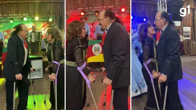 Casal dança de muletas em CTG e emociona frequentadores em Porto Alegre