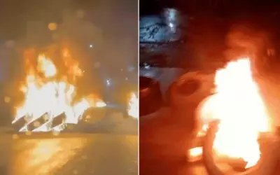 Incêndio em pneus interdita via pública em Guarujá na madrugada