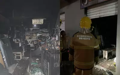 Loja de eletrônicos pega fogo em galeria comercial no Centro de Lagarto