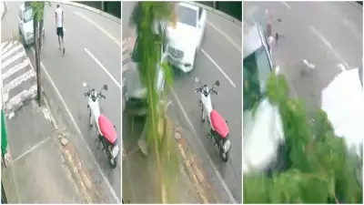 Motorista de Mercedes atropela pedestre, bate em carro e derruba árvore no Crato