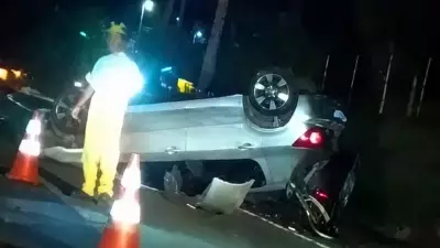 Motorista perde controle e capota veículo na Rodovia Raposo Tavares em Mairinque
