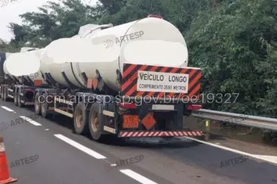 Pneu de caminhão-tanque estoura e interdita rodovia em Martinópolis