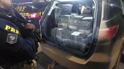 PRF apreende 391 kg de maconha em carro furtado na BR-116 em São Leopoldo