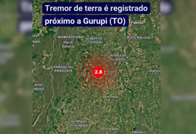 Tremor de terra de magnitude 2,8 é registrado no sul do Tocantins