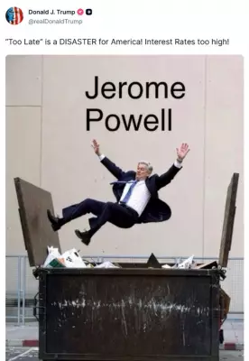 Trump publica imagem de Powell sendo jogado no lixo e intensifica críticas