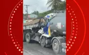 Batida entre caminhões causa engarrafamento de 4 km na BR-324 em Amélia Rodrigues