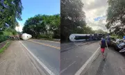 Carreta-tanque tomba na BR-330 na Bahia e mata jovem de 18 anos