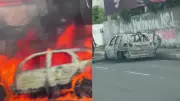 Carro pega fogo e fica completamente destruído em avenida na Zona Leste de Teresina