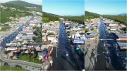 Maré alta alaga SC-405 e causa lentidão em Florianópolis no domingo