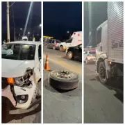 Roda solta de caminhão atinge carro e fere duas mulheres em Pirapora