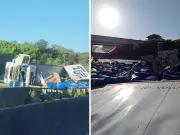 Tombamento de caminhão com silicone interdita totalmente SP-101 em Hortolândia