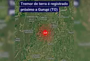 Tremor de terra de magnitude 2,8 é registrado no sul do Tocantins