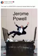 Trump publica imagem de Powell sendo jogado no lixo e intensifica críticas