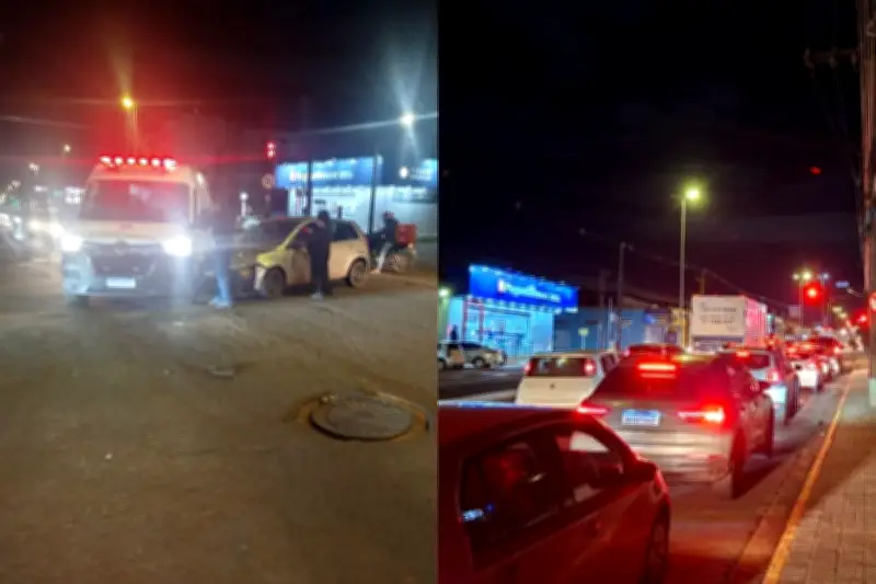Acidente entre carro e ambulância causa congestionamento em Campo Grande