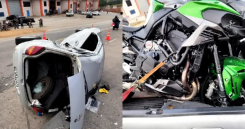 Acidente entre moto e carro deixa dois feridos na BR-265 em Barbacena