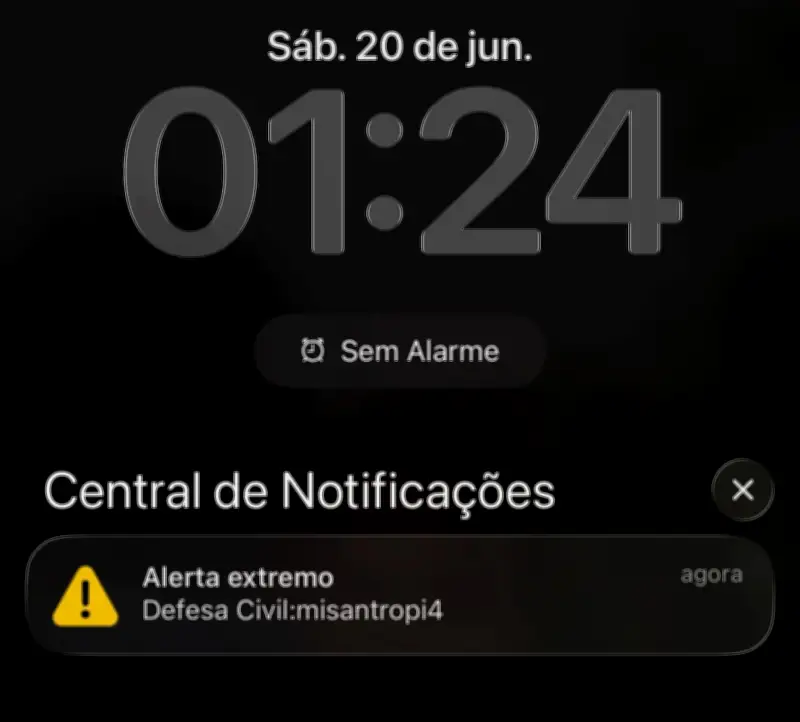Alerta falso com 'misantropia' atinge celulares em três estados