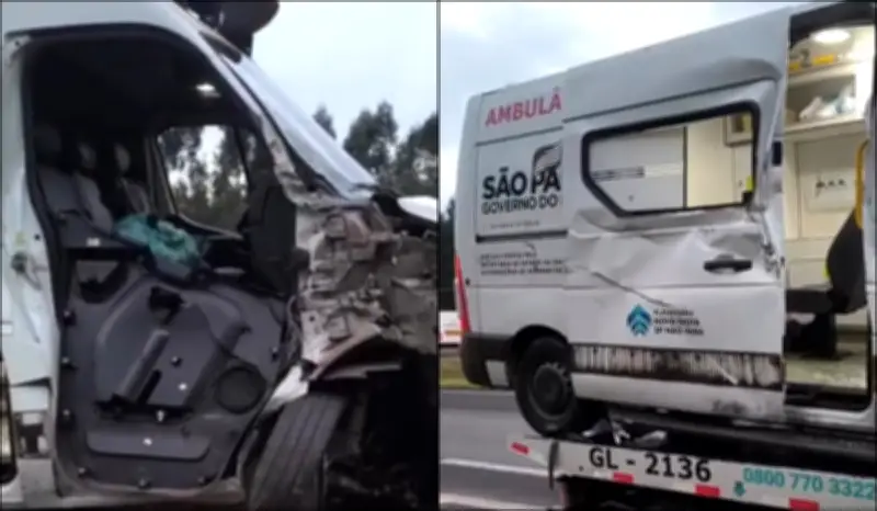 Ambulância de Adamantina colide com caminhão na SP-300; ninguém se feriu