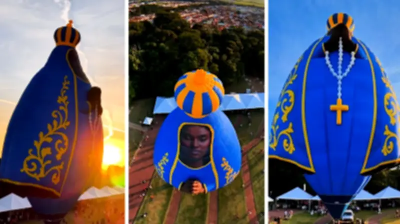 Balão de Nossa Senhora Aparecida emociona público em festival de Ibaté