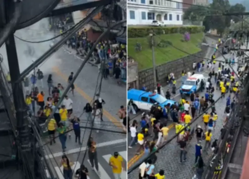 Briga entre torcedores após jogo do Brasil em Petrópolis termina com spray de pimenta