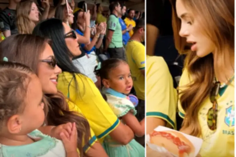 Bruna Biancardi troca look e usa camisa de Neymar em jogo do Brasil