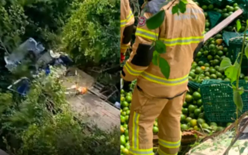 Caminhoneiro fica ferido após caminhão cair de ponte em SE