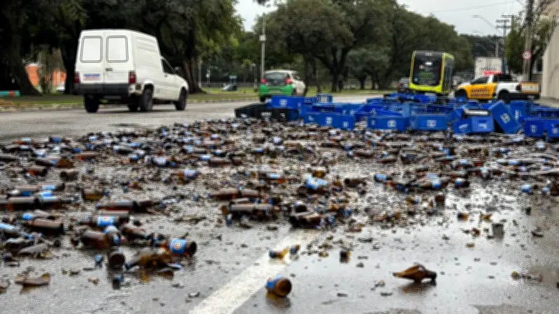 Carga de cerveja cai de caminhão e causa lentidão em São José