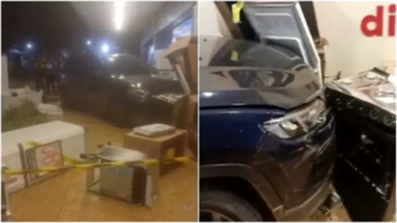 Carro desgovernado arrasta motos e destrói loja em Maracanaú