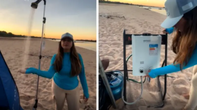 Casal cria sistema de banho quente com energia solar no Rio Araguaia