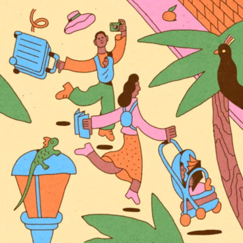 Como viajar com crianças carregando menos bagagem
