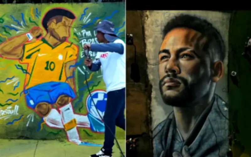 Copa do Mundo: artista transforma rua em Goiás com pintura em verde e amarelo