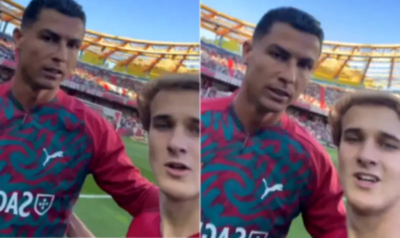 Cristiano Ronaldo para jogo para atender fã que invadiu gramado em amistoso