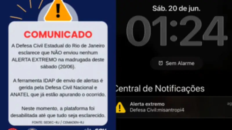 Defesa Civil do Rio desmente falso alerta de desastre natural