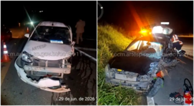 Engavetamento com três carros deixa oito feridos na SP-264 em Salto de Pirapora