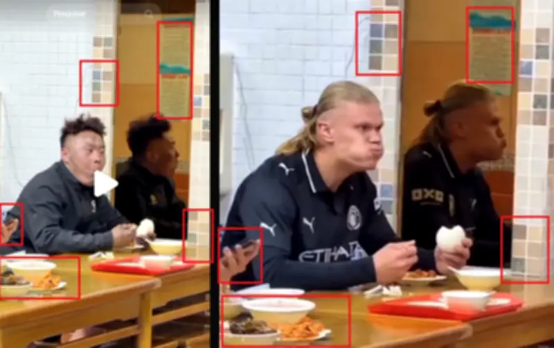 É #FAKE que vídeo mostre Haaland se assustando com espelho em restaurante