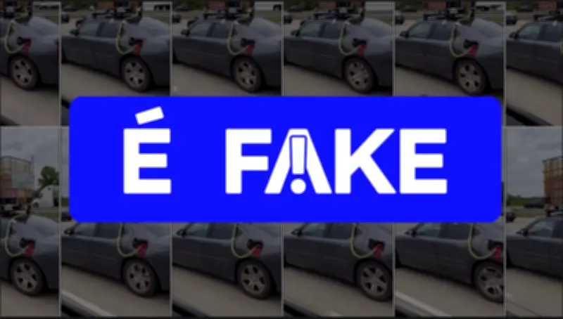 É #FAKE: vídeo de carro com tanque de combustível no teto foi criado por IA