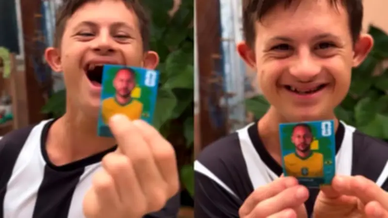 Família cria figurinha de Neymar para filho com Down e reação viraliza
