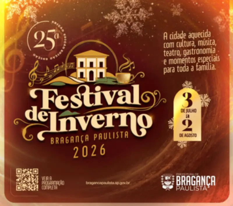 Festival de Inverno de Bragança Paulista chega à 25ª edição com programação gratuita
