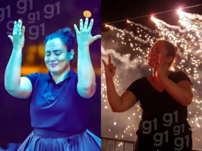 Grávida de 9 meses, intérprete de Libras traduz apresentações juninas no Acre