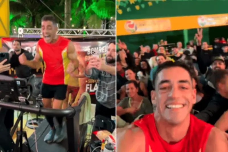 Guarda-vidas percorre 201 km em esteira e quebra recorde mundial
