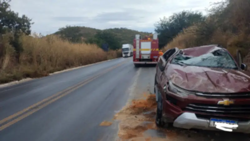 Idosa de 61 anos fica ferida em capotamento na BR-251 em Francisco Sá