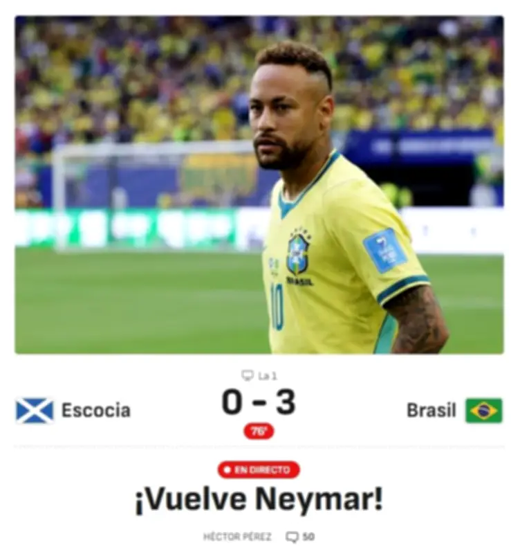 Imprensa internacional repercute estreia de Neymar na Copa de 2026
