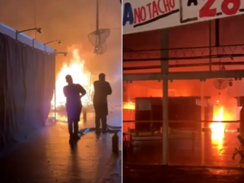 Incêndio atinge shopping Russi em Guarujá, SP; dois estandes são destruídos
